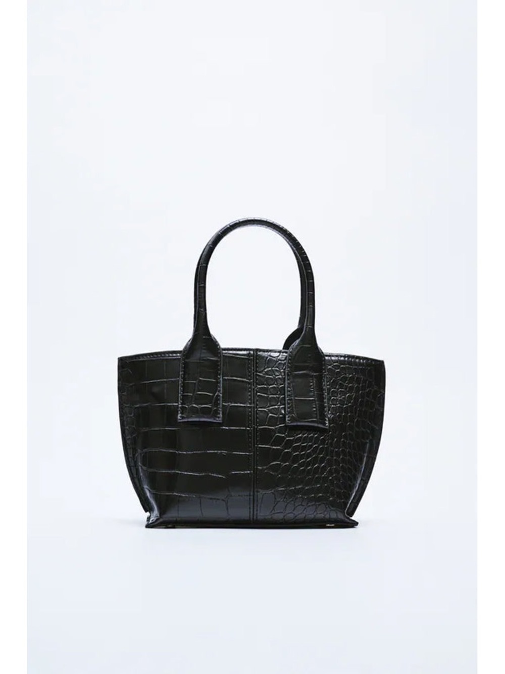 Zara Black Croc-Effect Small Tote
